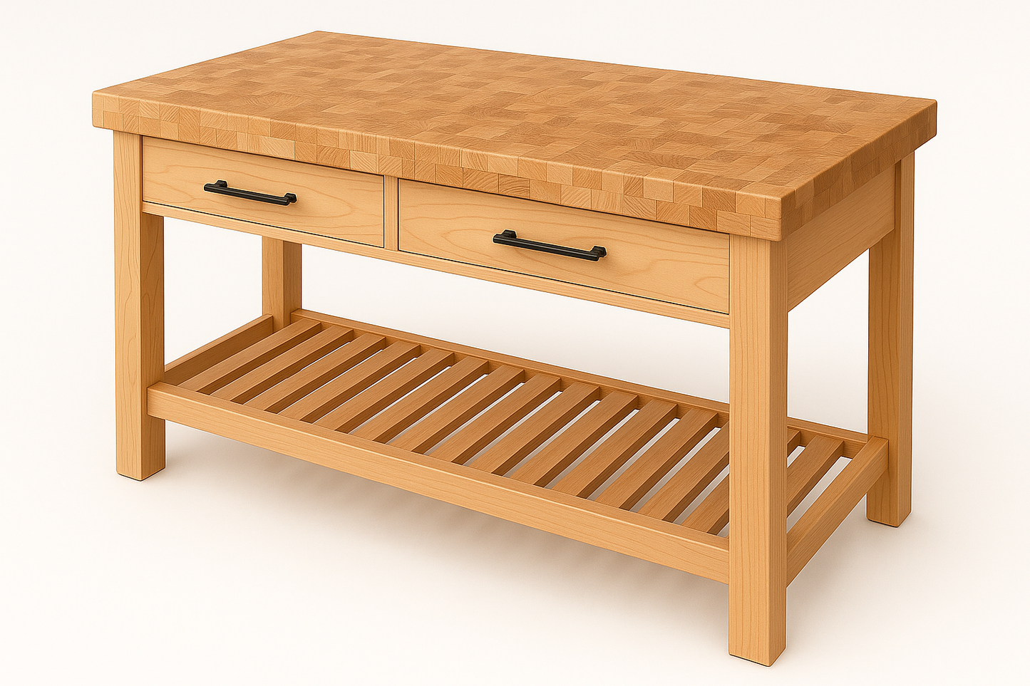 2" End Grain Island - Three-Quarter View