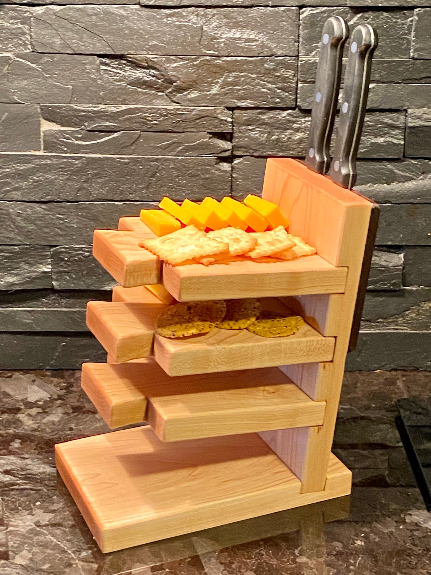 Maple / Walnut Mini Cutting Board + Storage Rack