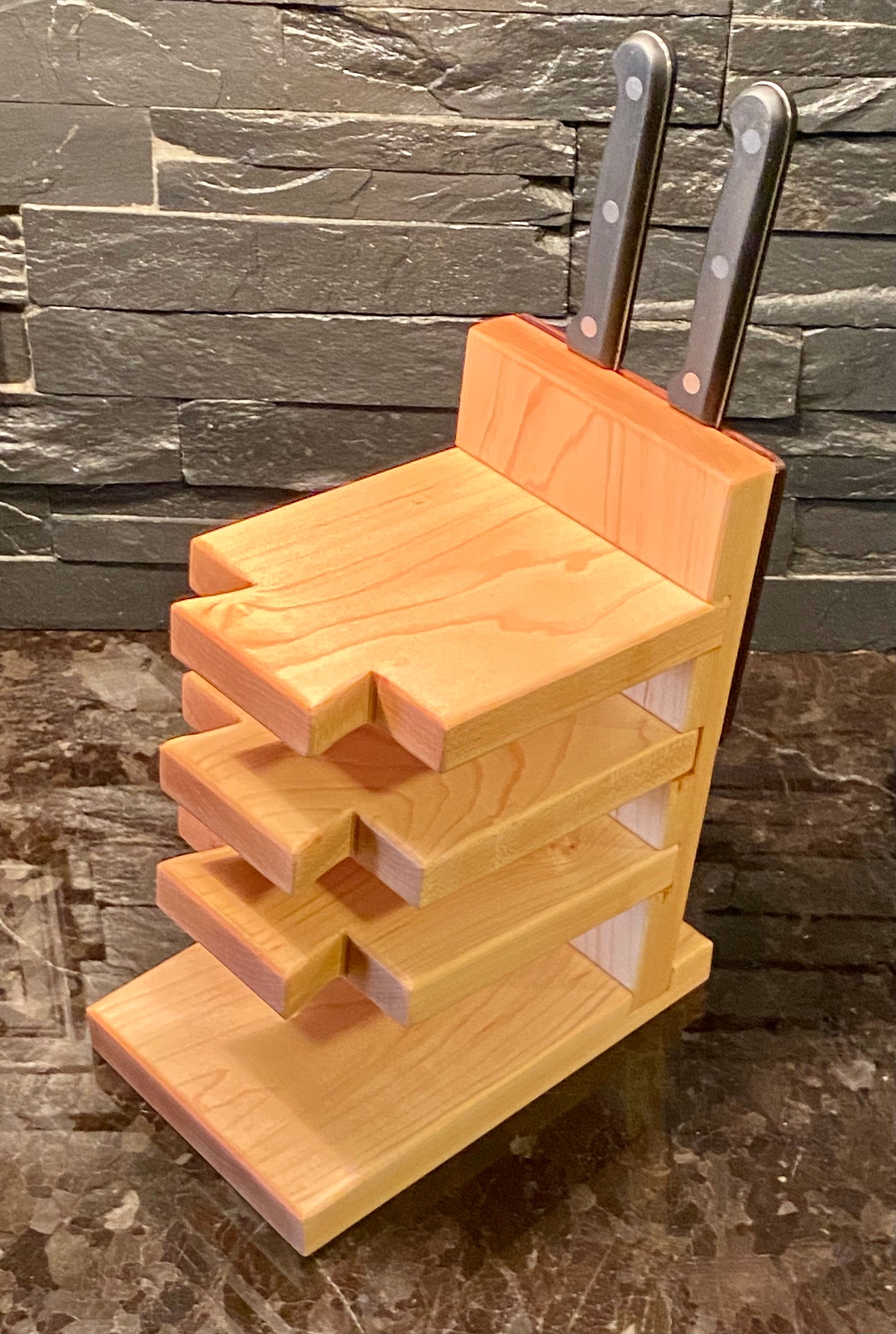 Maple / Walnut Mini Cutting Board + Storage Rack