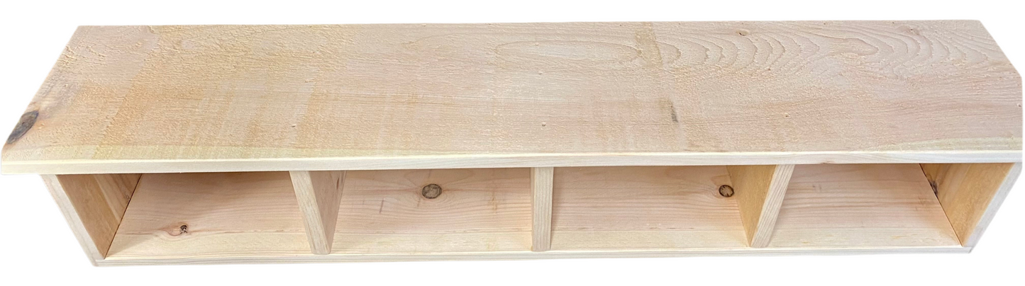 Rustic Pine Entryway Shelf with Hooks – Wall Mounted Mudroom Organizer
