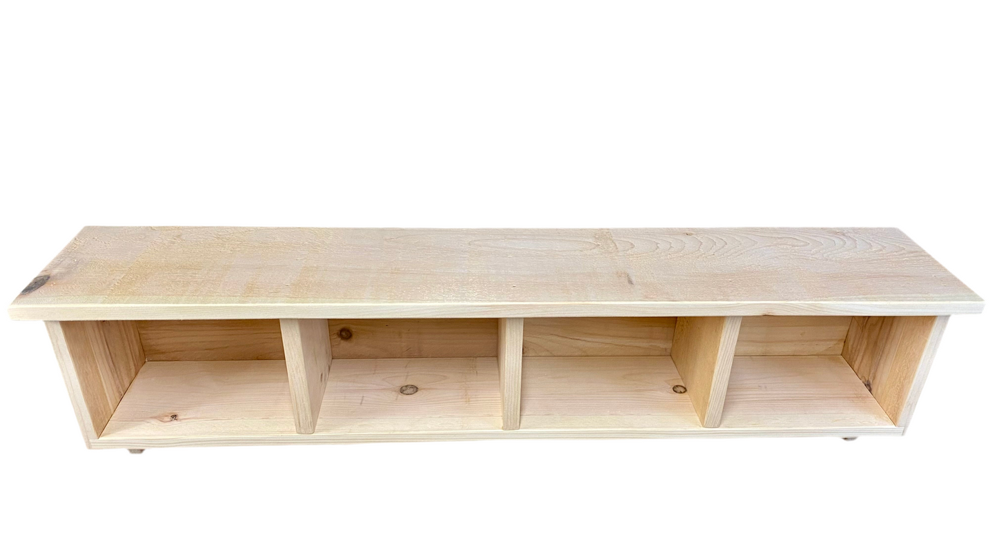 Rustic Pine Entryway Shelf with Hooks – Wall Mounted Mudroom Organizer