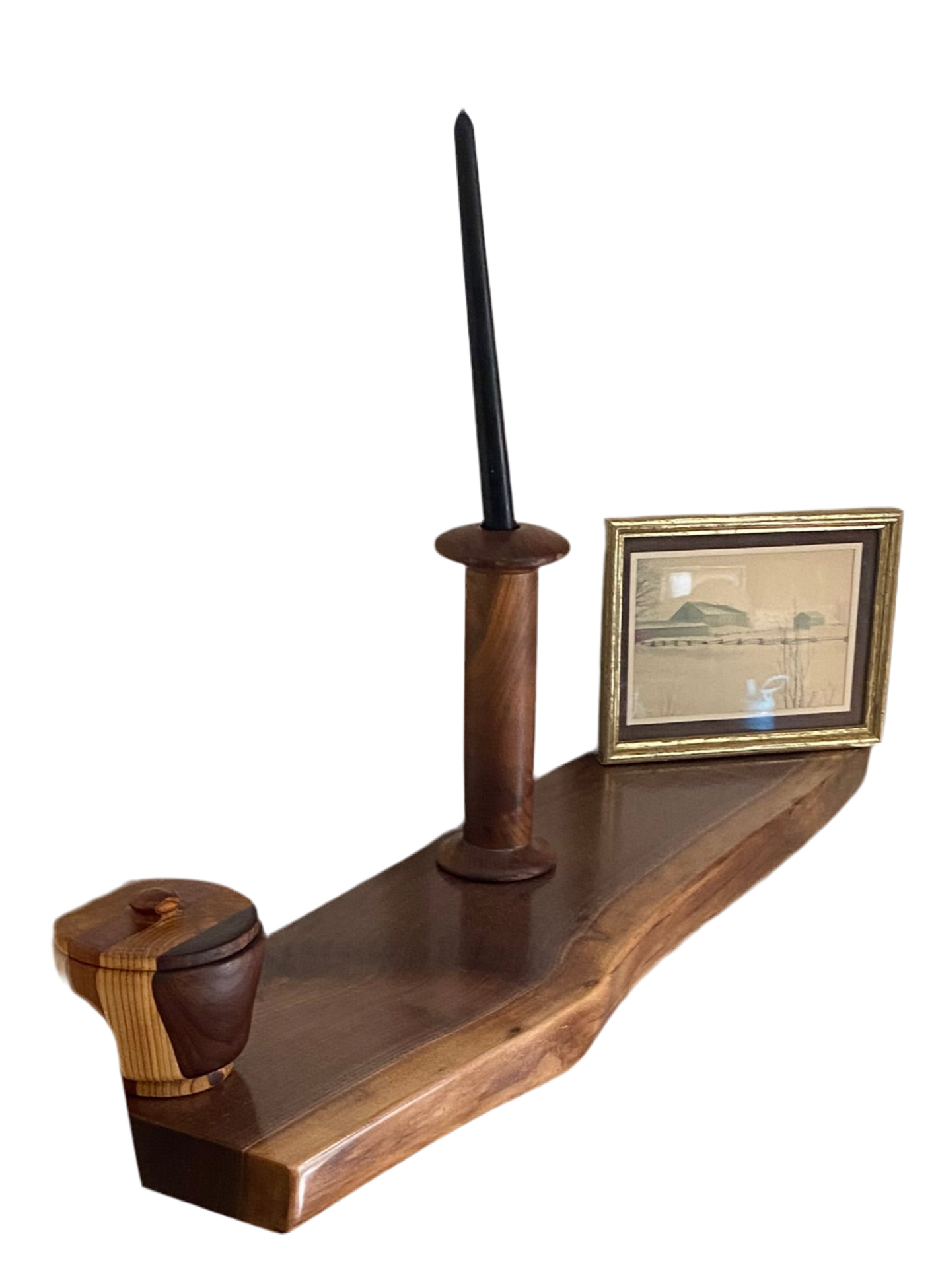 Premium Solid Walnut Live Edge Floating Shelves