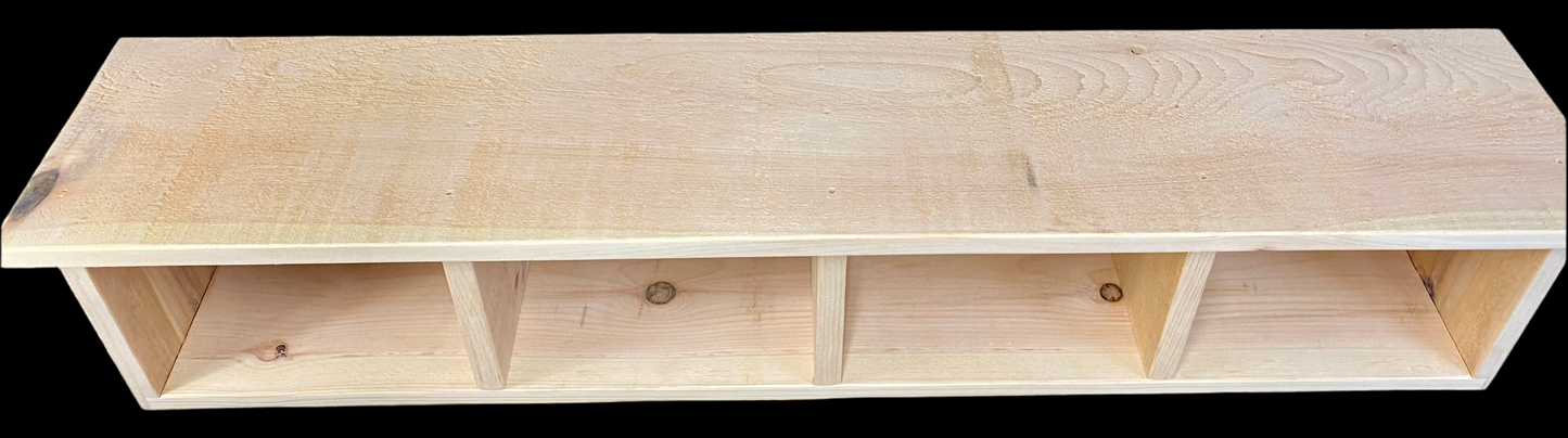 Rustic Pine Entryway Shelf with Hooks – Wall Mounted Mudroom Organizer