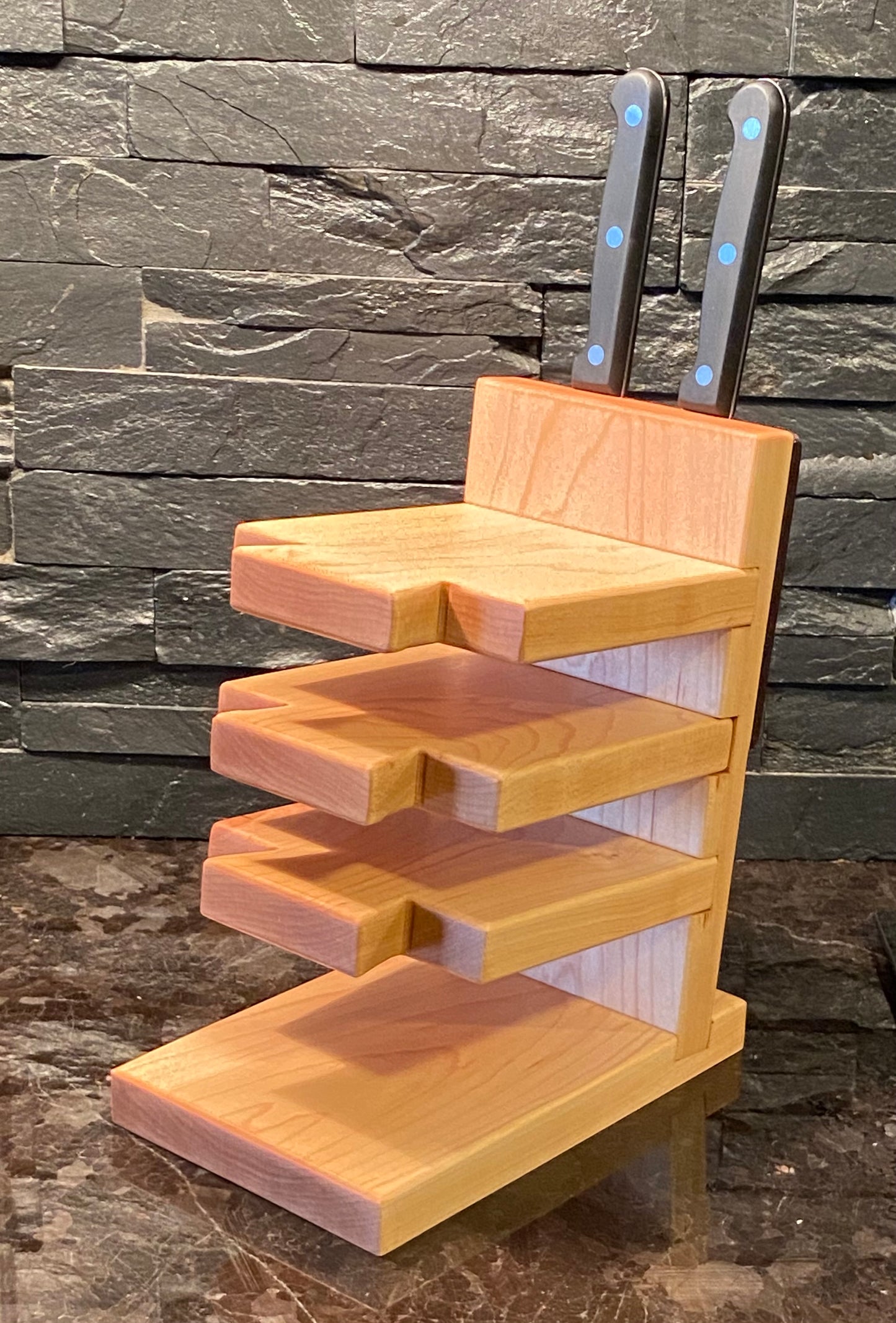 Maple / Walnut Mini Cutting Board + Storage Rack