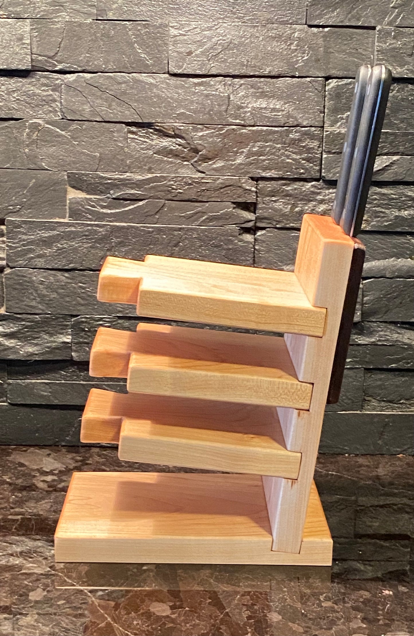 Maple / Walnut Mini Cutting Board + Storage Rack