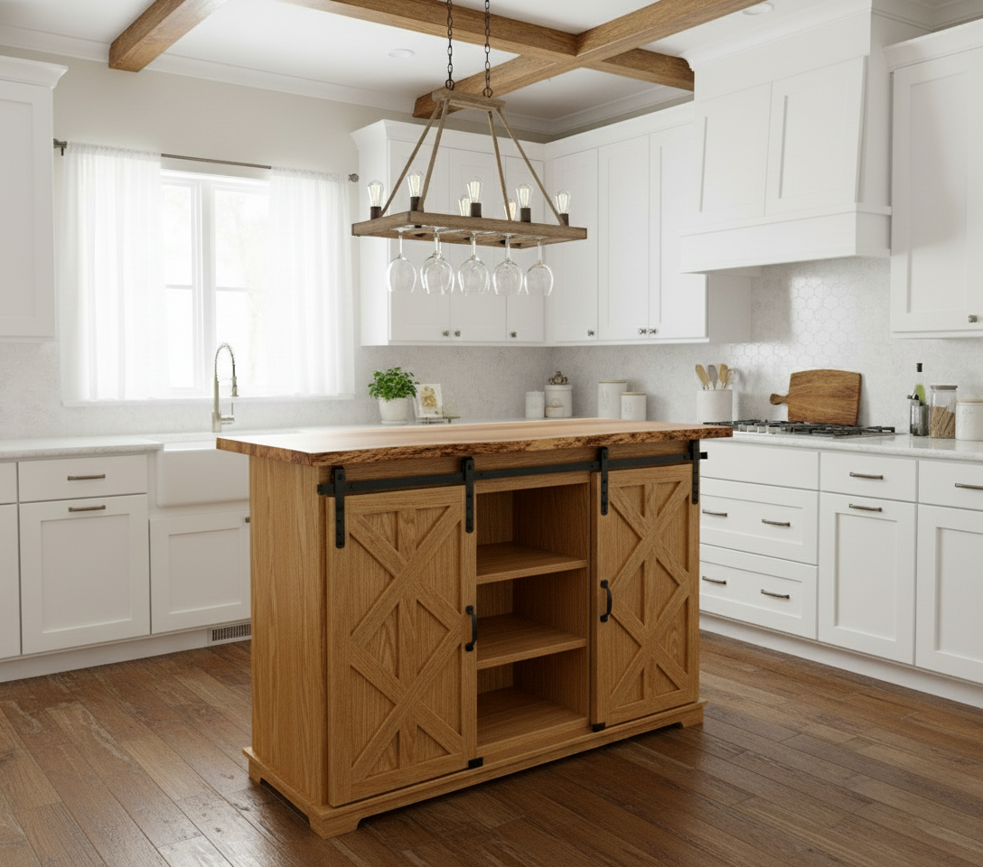 Base Cabinet with Live Edge Top - No Wine Storage