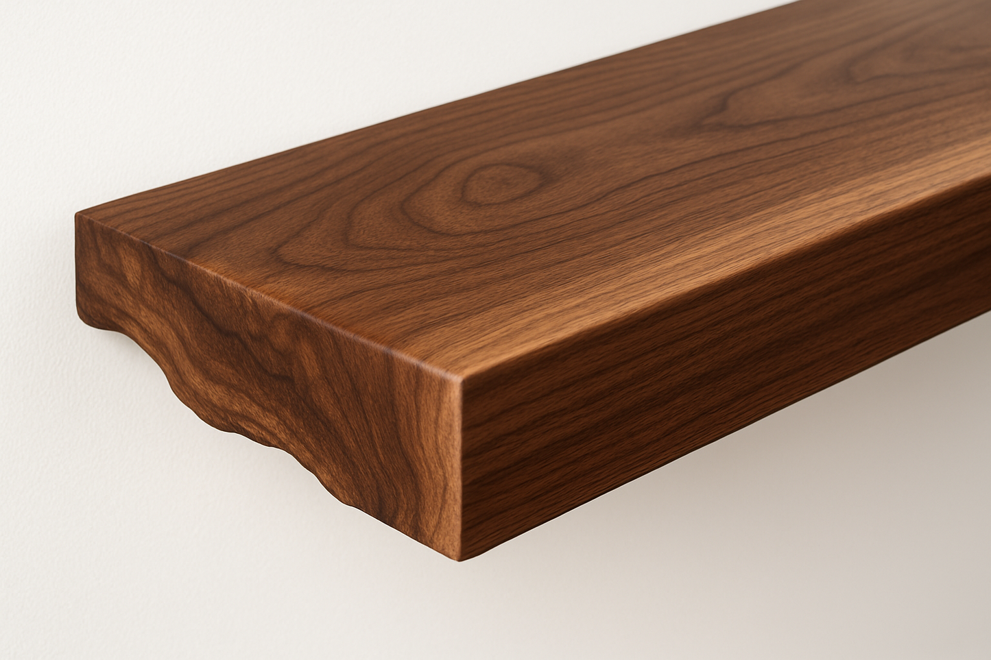 Close-up detail of walnut grain and live edge