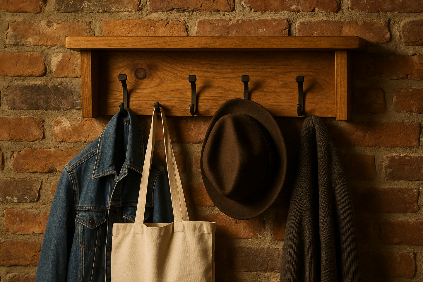 Coat Rack on Brick Wall