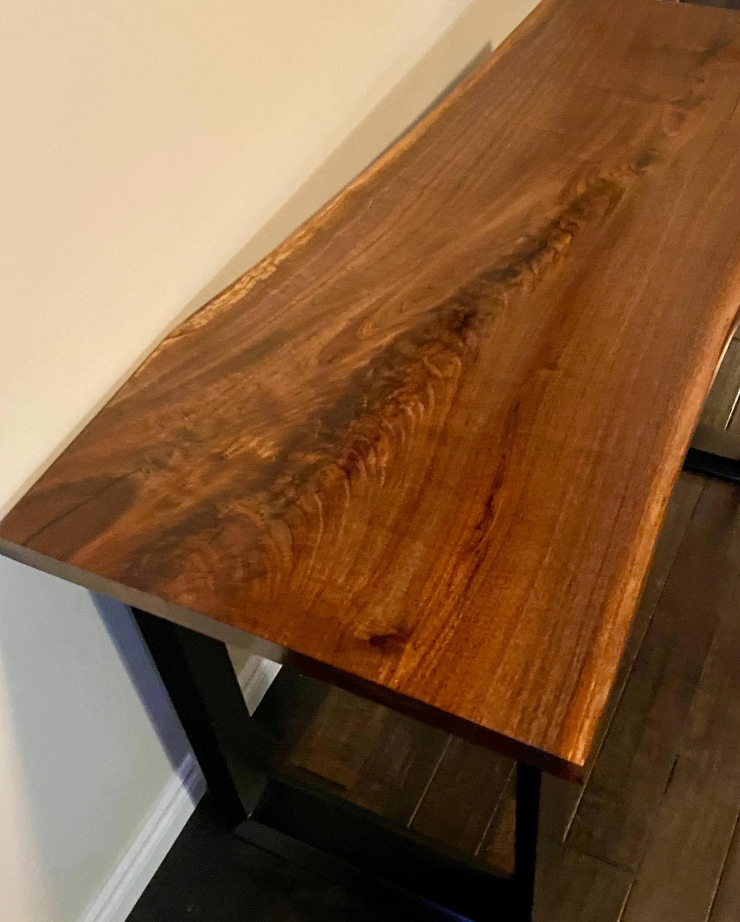 Live Edge Console Table: Live Edge Walnut Console Table | Modern 46" Entryway and Sofa Table | The Haven Collection | Studio 5 Woodworking