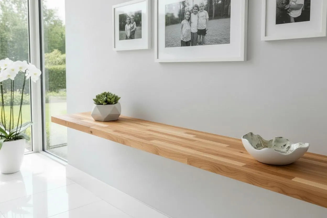 Reclaimed Heirloom Maple Floating Shelf – Staggered Plank Style – Handmade in Canada
