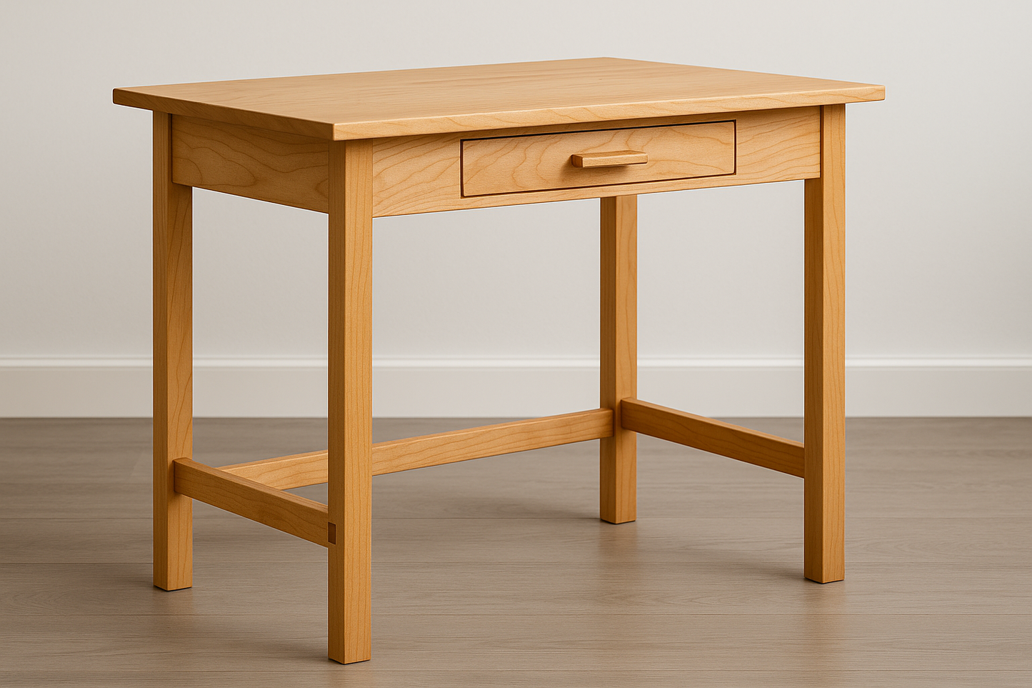Maple desk side view with golden ratio proportions