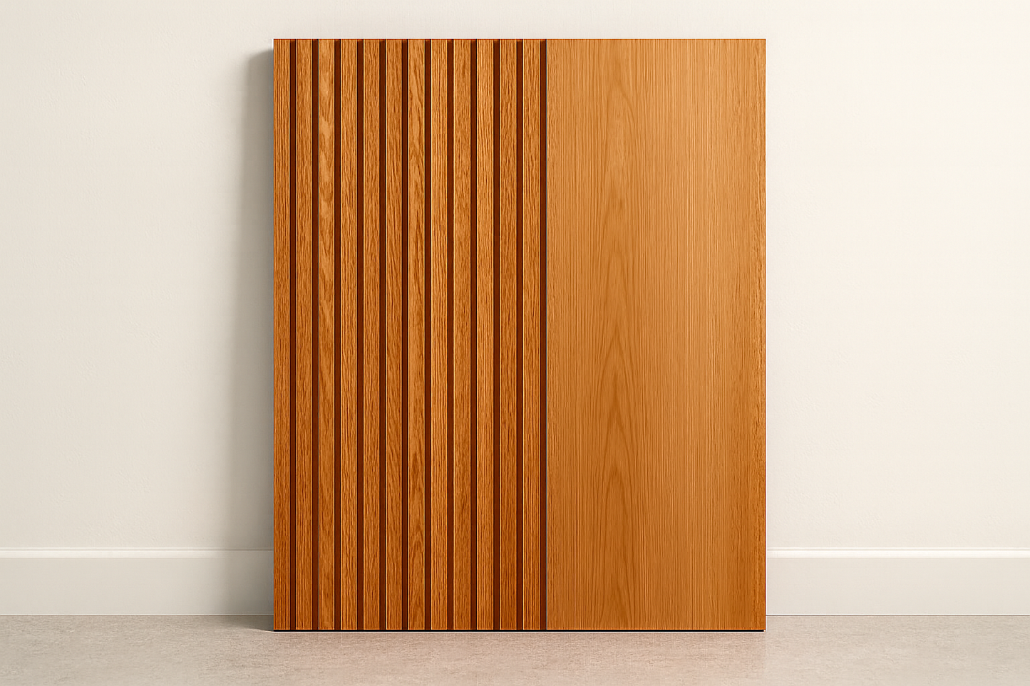 Slat panel with matching wood color throughout