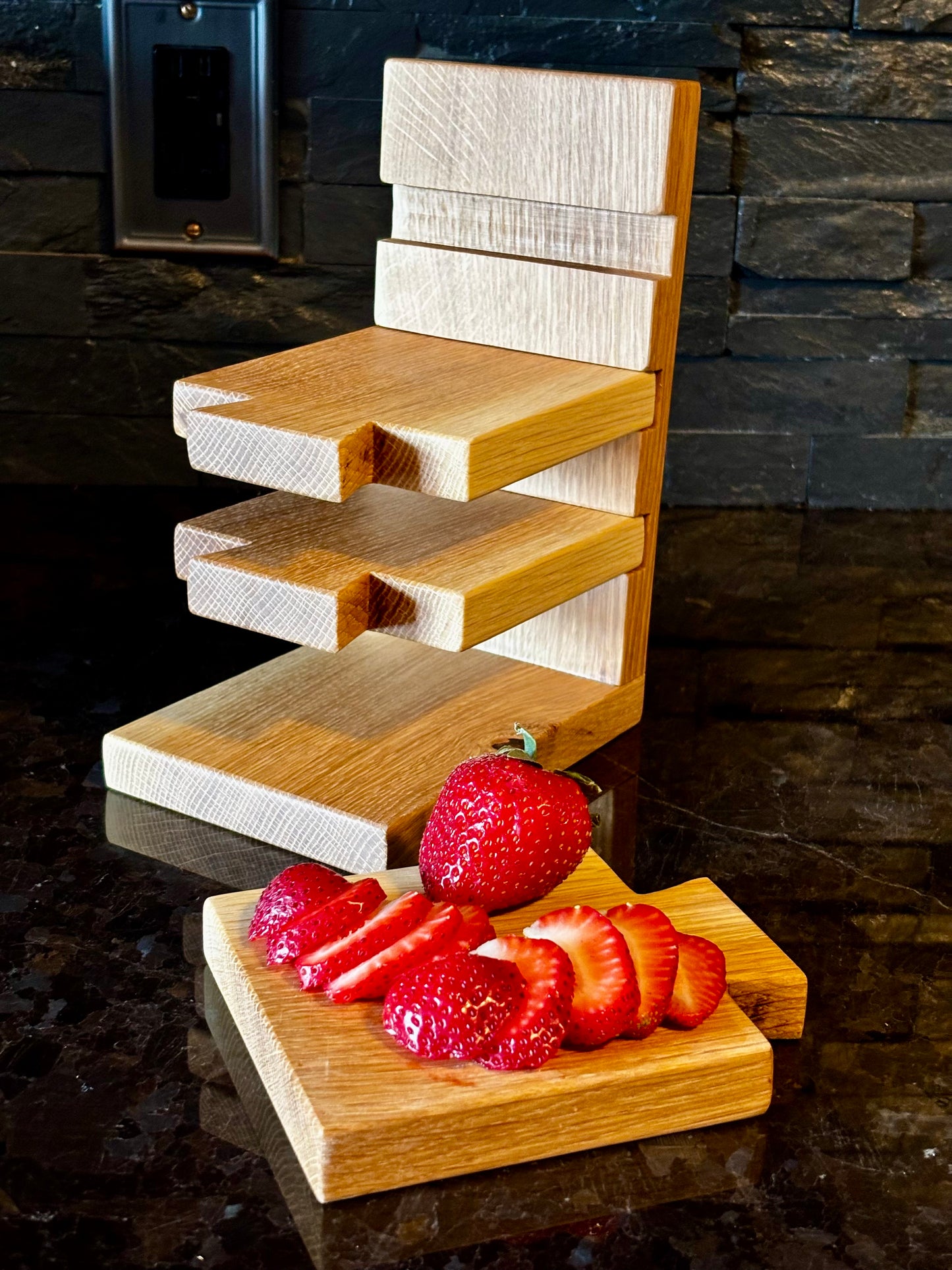 Quarter Sawn Oak Mini Cutting Board + Storage Rack