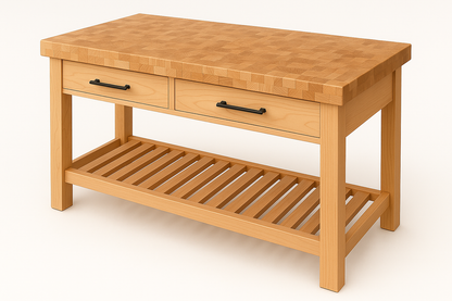2" End Grain Island - Three-Quarter View