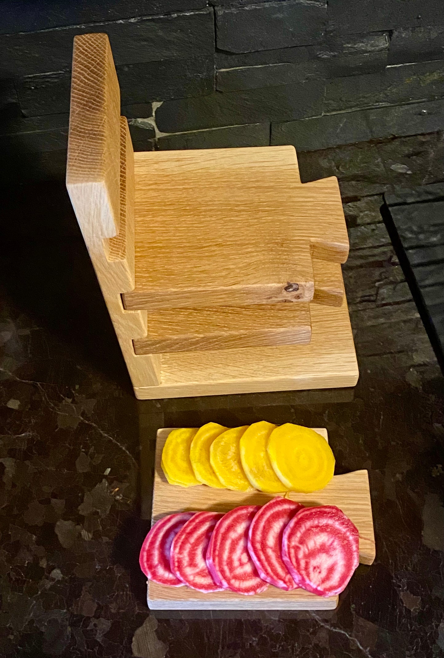 Quarter Sawn Oak Mini Cutting Board + Storage Rack