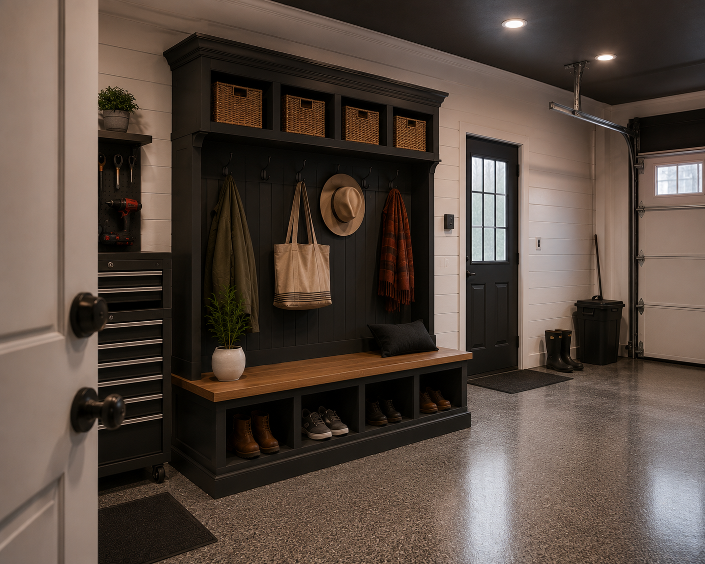Handmade Mudroom Hall Tree – Built-In Entryway Storage System