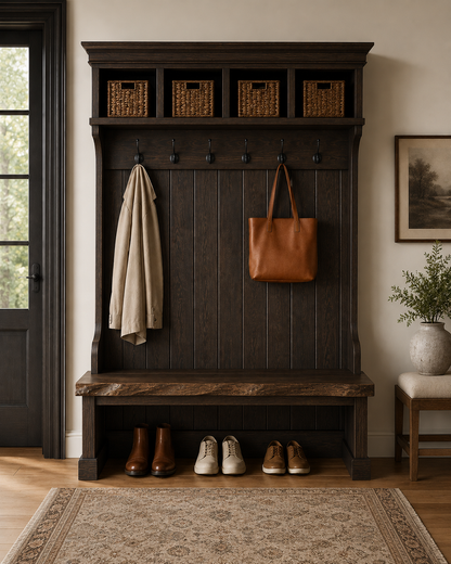 Solid Oak Hall Tree Organizer – 3 or 4 Cubbies – Handmade in Canada