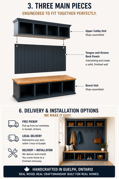 Handmade Mudroom Hall Tree – Built-In Entryway Storage System