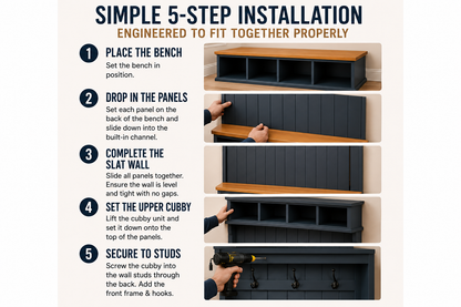 Handmade Mudroom Hall Tree – Built-In Entryway Storage System