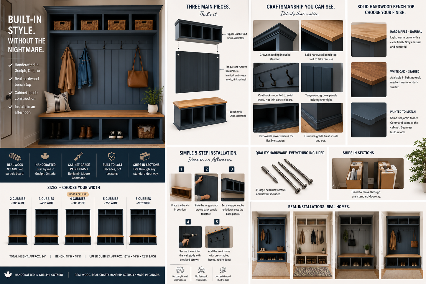 Handmade Mudroom Hall Tree – Built-In Entryway Storage System