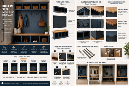 Handmade Mudroom Hall Tree – Built-In Entryway Storage System