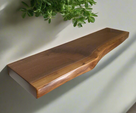 Premium Solid Walnut Live Edge Floating Shelves