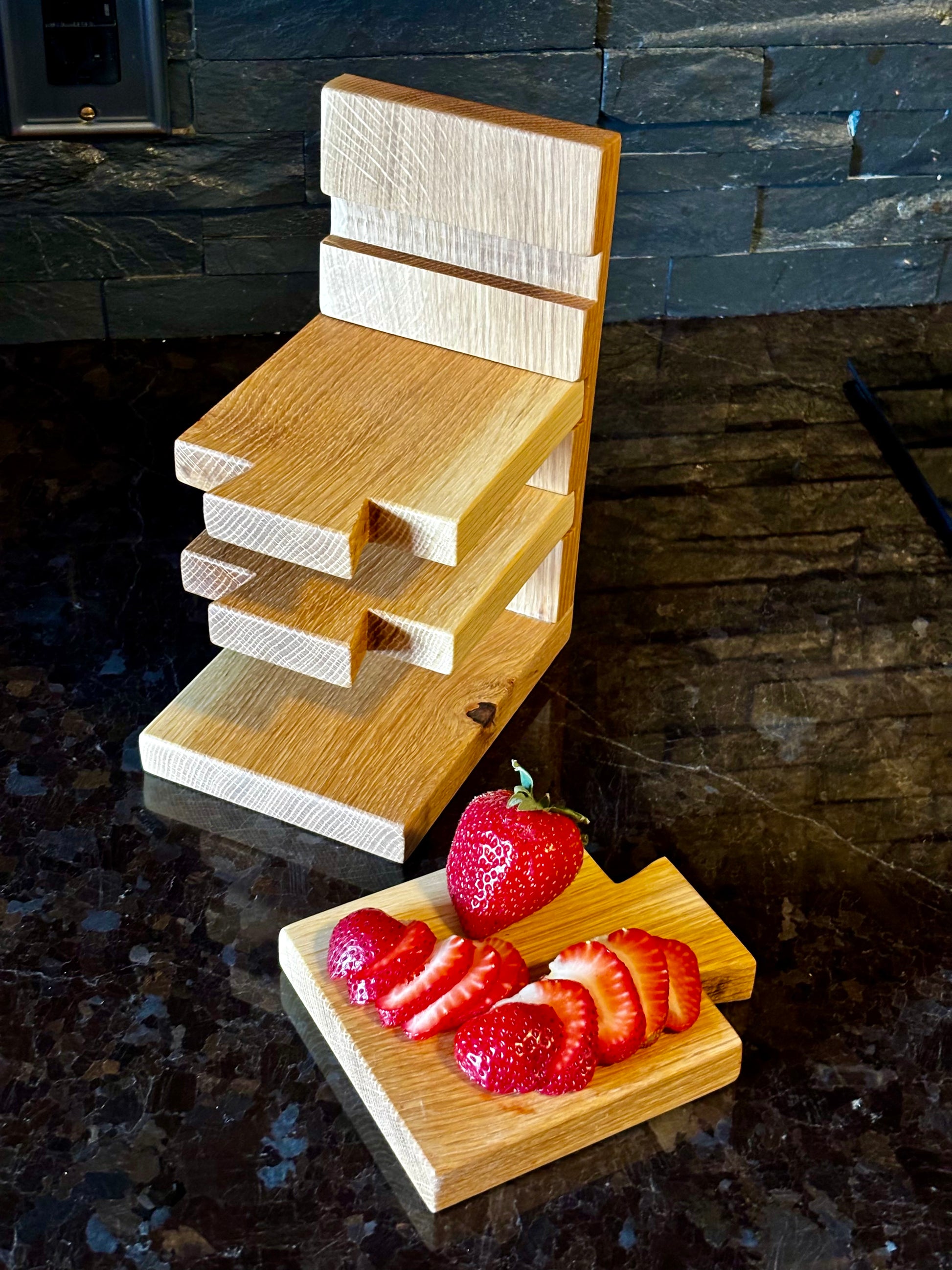 Quarter Sawn Oak Mini Cutting Board + Storage Rack