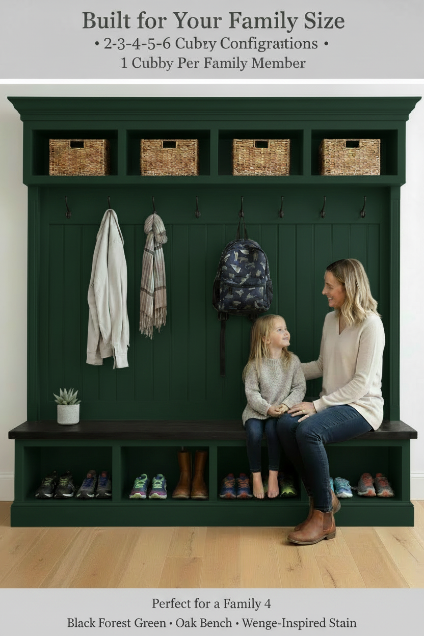 Handmade Mudroom Hall Tree – Built-In Entryway Storage System