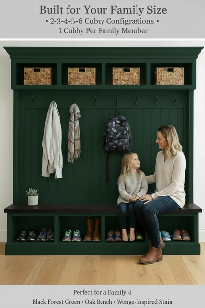Handmade Mudroom Hall Tree – Built-In Entryway Storage System