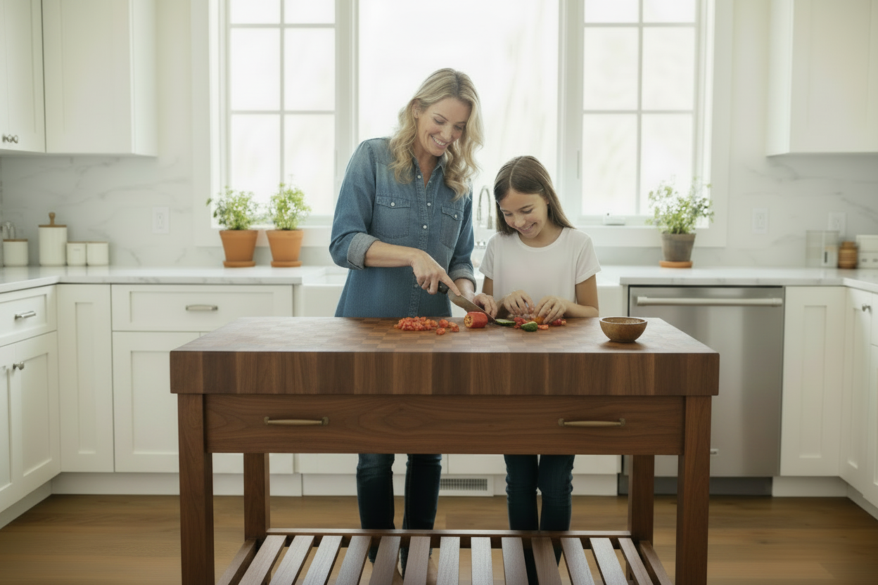 Butcher Block Island 48\" — Walnut Wide
