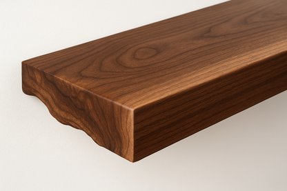 Close-up detail of walnut grain and live edge