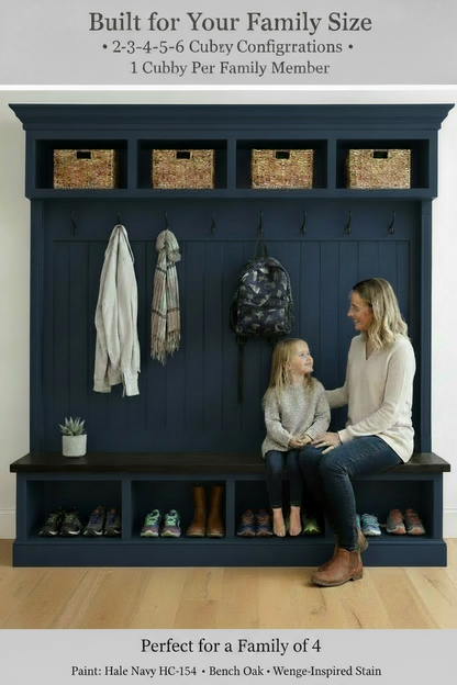 Handmade Mudroom Hall Tree – Built-In Entryway Storage System