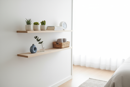 Hollow Core Floating Shelves in Bedroom Hallway
