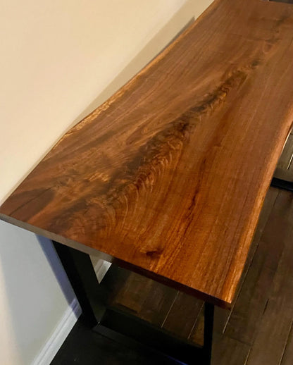 Live Edge Console Table: Live Edge Walnut Console Table | Modern 46" Entryway and Sofa Table | The Haven Collection | Studio 5 Woodworking