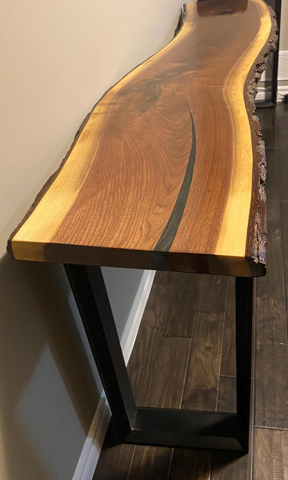 Live Edge Walnut Console Table – Entryway & Sofa Table – Handmade in Canada