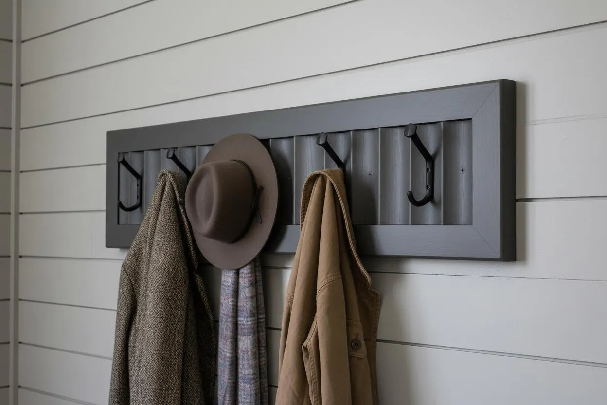 Wavy Panel Coat Rack – Decorative Entryway Hook Rail – Choose Your Hook Count – Handmade in Canada