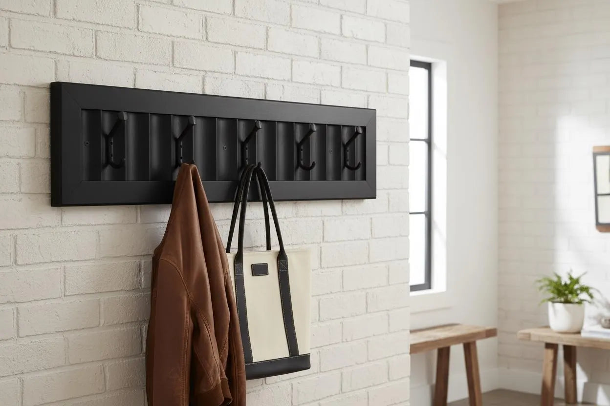 Wavy Panel Coat Rack – Decorative Entryway Hook Rail – Choose Your Hook Count – Handmade in Canada