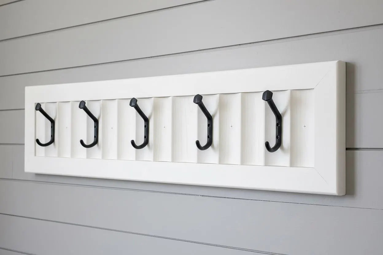 Wavy Panel Coat Rack – Decorative Entryway Hook Rail – Choose Your Hook Count – Handmade in Canada