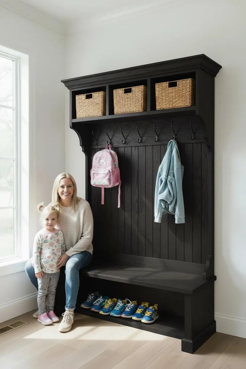 Solid Oak Hall Tree Organizer – 3 or 4 Cubbies – Handmade in Canada