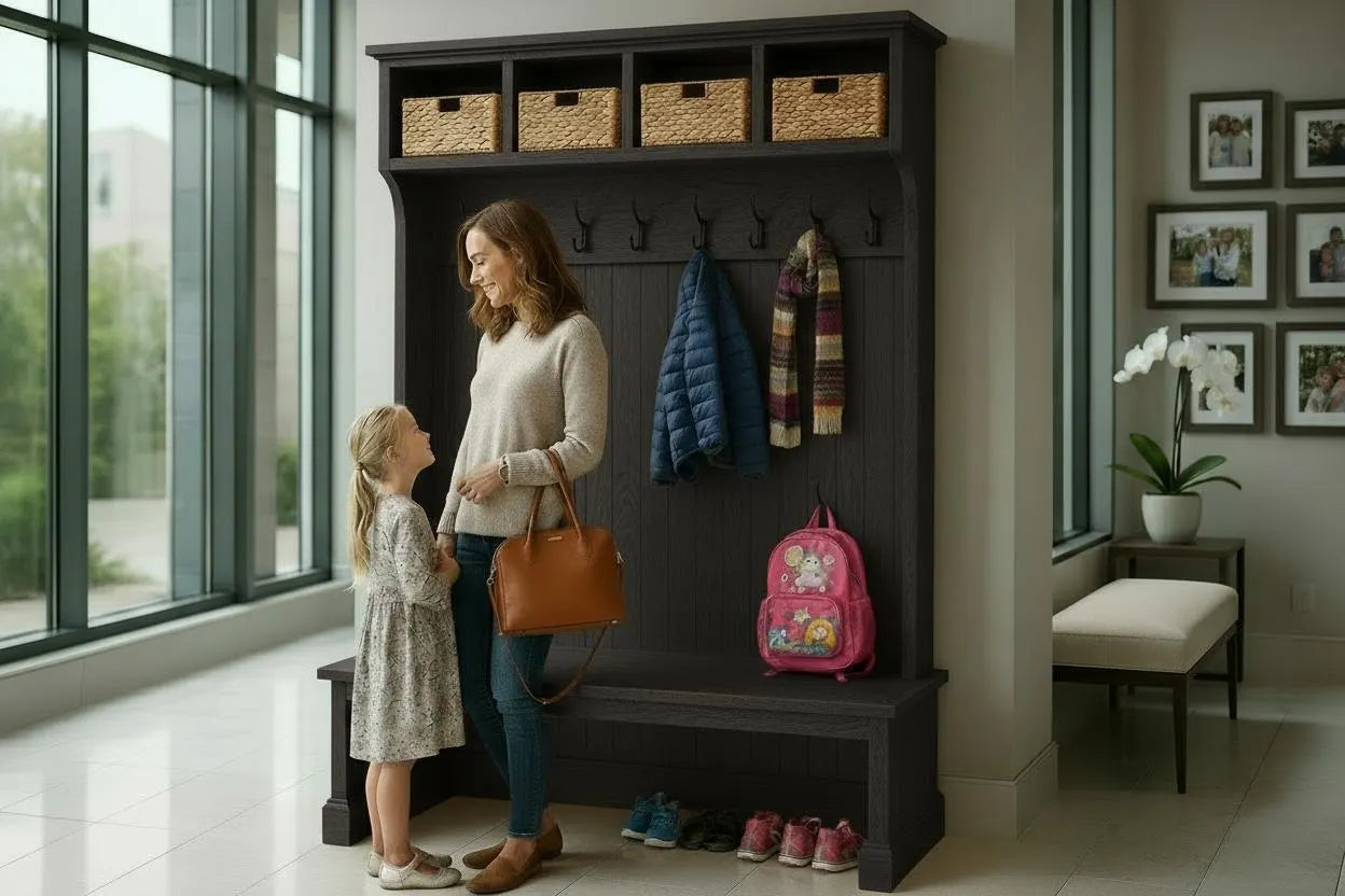 Solid Oak Hall Tree Organizer – 3 or 4 Cubbies – Handmade in Canada