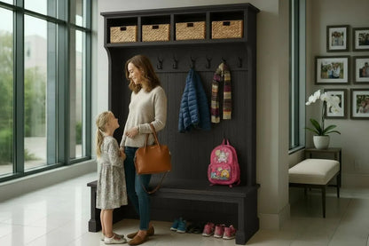 Solid Oak Hall Tree Organizer – 3 or 4 Cubbies – Handmade in Canada