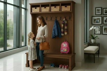 Solid Oak Hall Tree Organizer – 3 or 4 Cubbies – Handmade in Canada