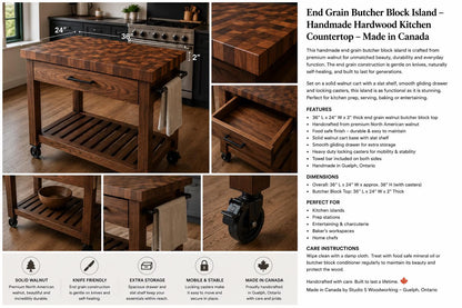 End Grain Butcher Block Island – Handmade Hardwood Kitchen Countertop – Made in Canada