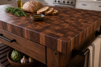 End Grain Butcher Block Island – Handmade Hardwood Kitchen Countertop – Made in Canada