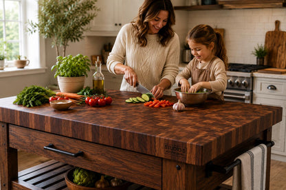 End Grain Butcher Block Island – Handmade Hardwood Kitchen Countertop – Made in Canada