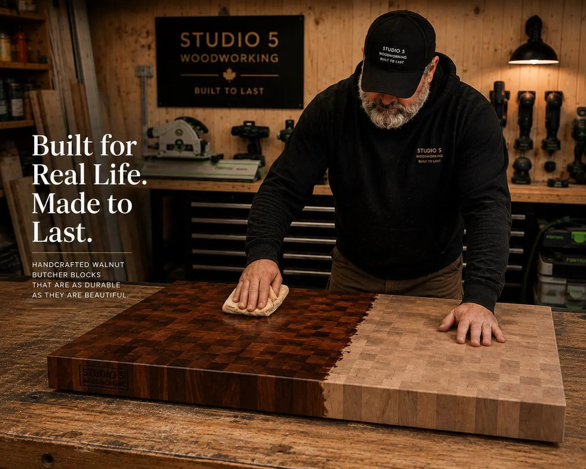 End Grain Butcher Block Island – Handmade Hardwood Kitchen Countertop – Made in Canada
