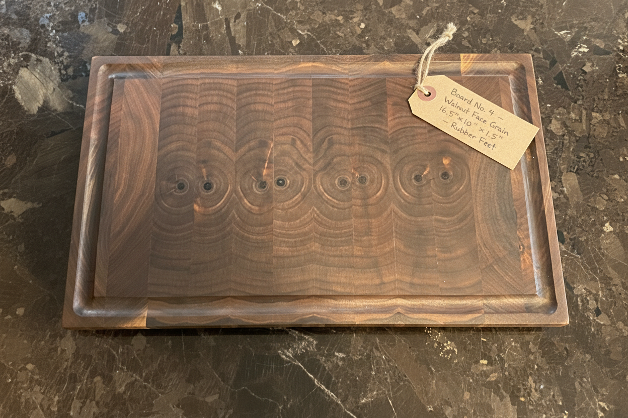 Board No. 3 — Walnut Face Grain 16x10x1.5 with kraft tag
