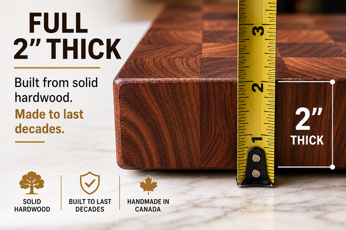 Handmade End Grain Cutting Board – Custom Sizes & Wood Options – Made in Canada