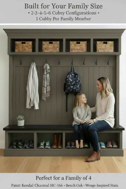Handmade Mudroom Hall Tree – Built-In Entryway Storage System