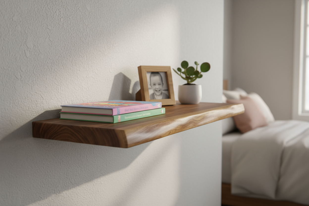 Medium 18-inch walnut live edge shelf